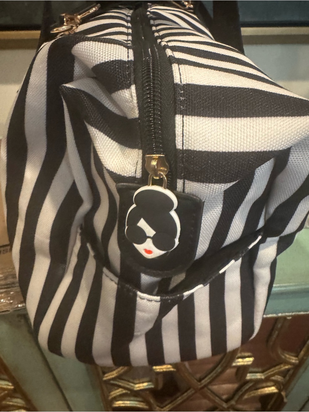 Alice and Olivia Black & White travel tote bag.